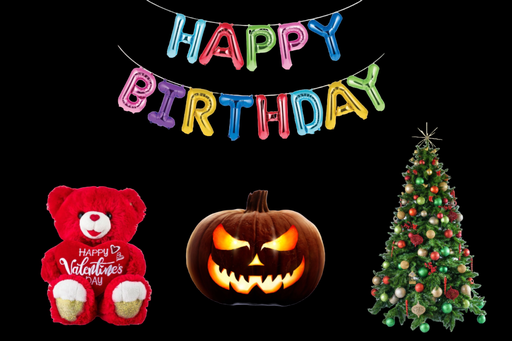 Birthday, Christmas, Halloween, Valentines Supplies